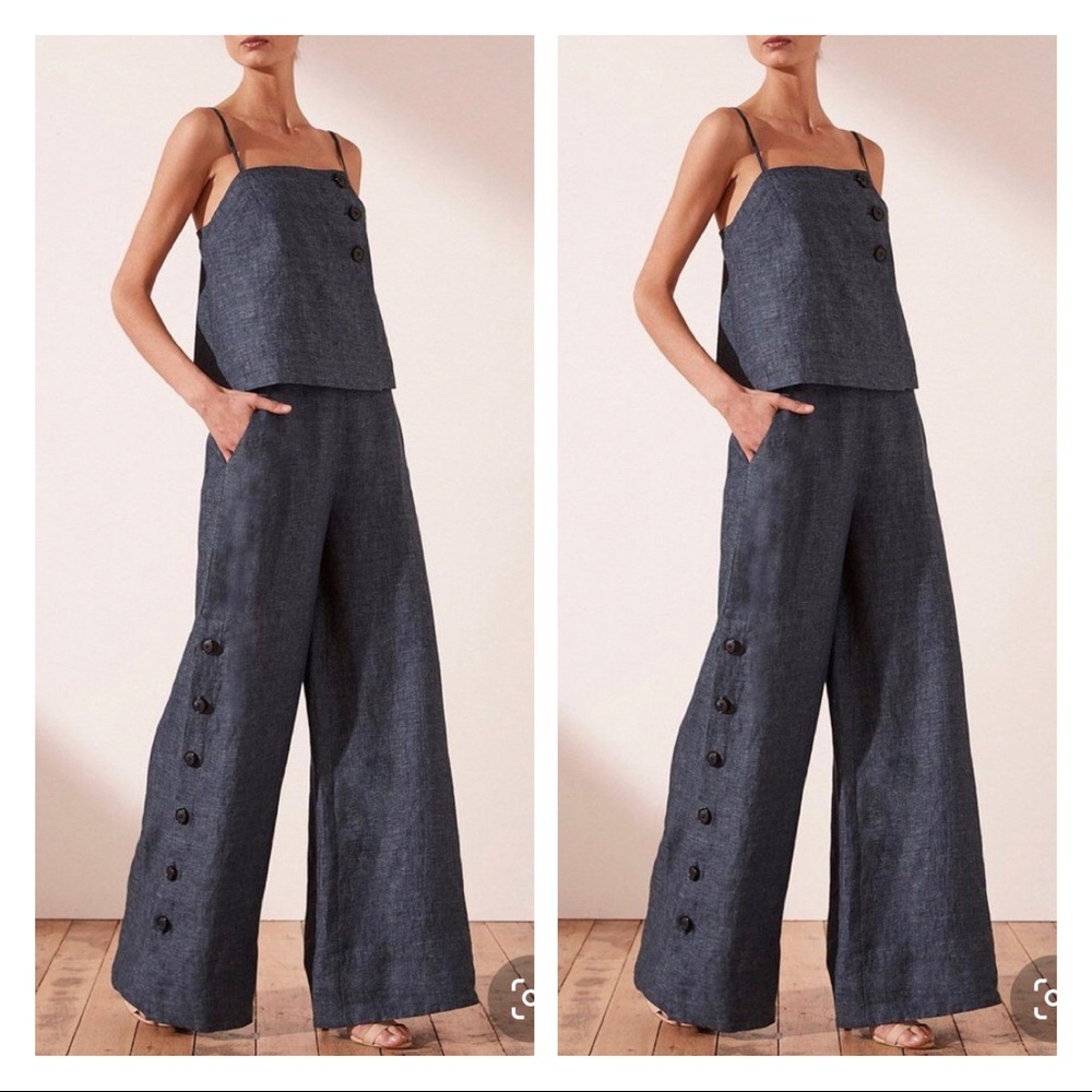 Shona Joy Cardozo Navy High Waisted Palazzo Pant